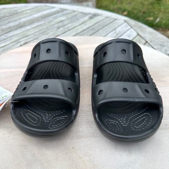 Crocs Baya Slides Unisex Mens 6 Women 8 Sandals Waterproof Black Shoes New - Picture 16 of 16